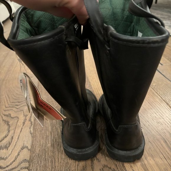 La Crosse Crosstech Black Leather Round Toe Fire Fighter Safety Rain Boots 7 - Picture 3 of 8